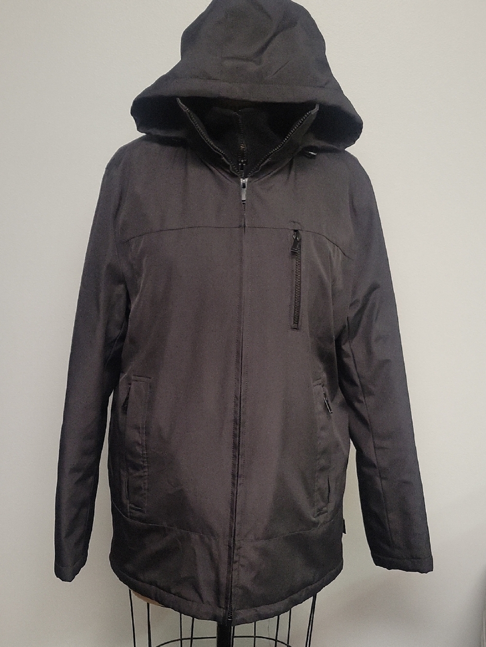 Men's Black Hooded Zipper Jacket